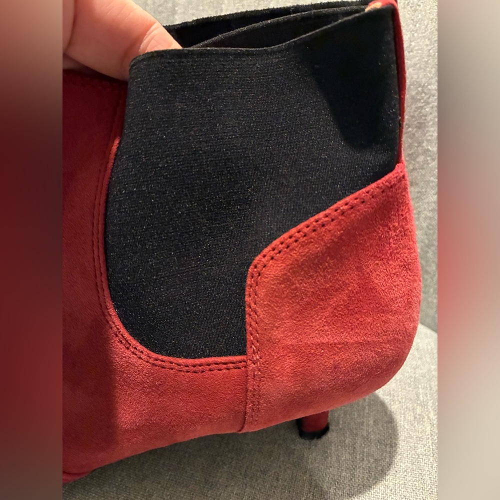 Naturalizer Red and Black Suede Ankle Booties - Picture 4 of 9